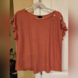 W5 Women's Textured Ruffle Sleeve Top sz Large